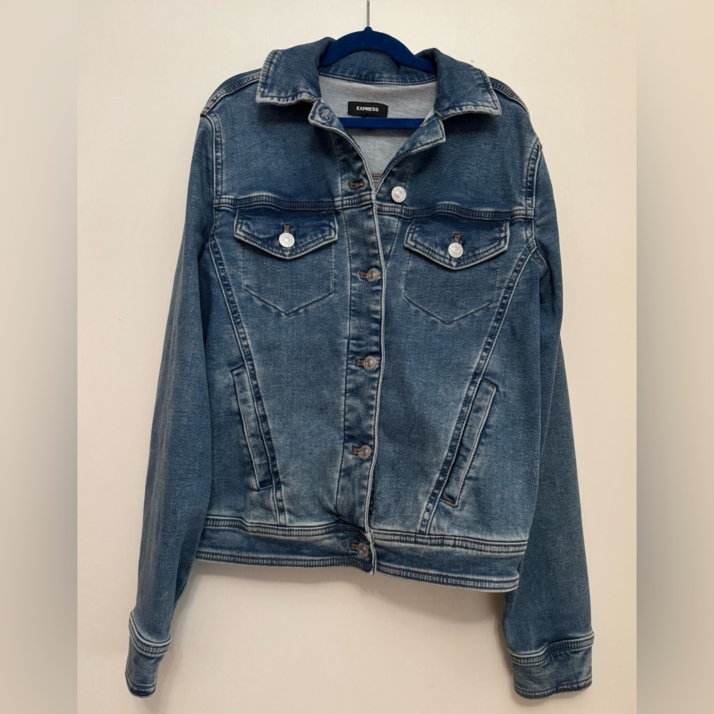 Express Blue Denim Button-Up Jacket - image 1